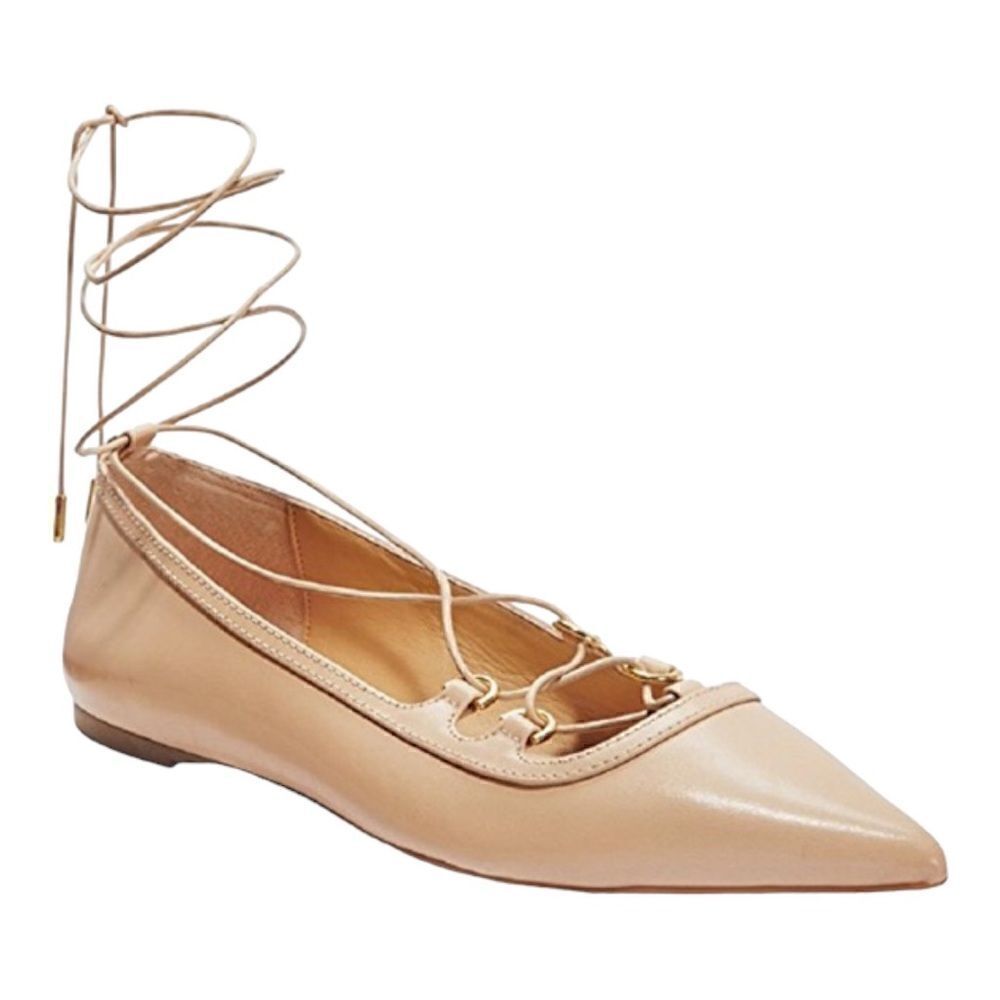 MICHAEL Michael Kors Tabby Lace-Up Flats in the Size 9M in Nude Color